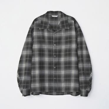 OPEN COLLAR CHECK SHIRT *ブラック*