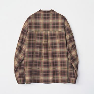 OPEN COLLAR CHECK SHIRT *ブラウン*