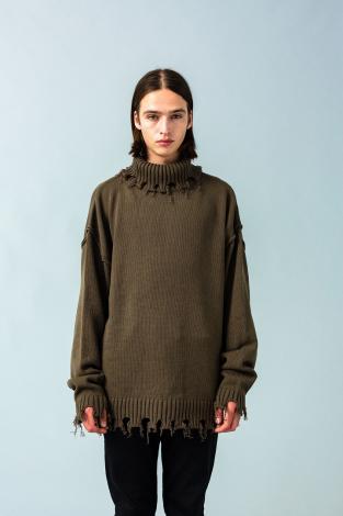 DAMEGE TURTLE KNIT *ブラウン*