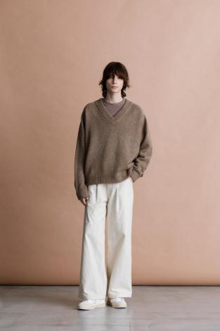 MELANGE V-NECK KNIT *モカ*