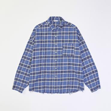 DAMEGE CHECK SHIRTS *ネイビー*