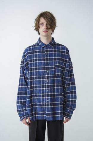 DAMEGE CHECK SHIRTS *ネイビー*