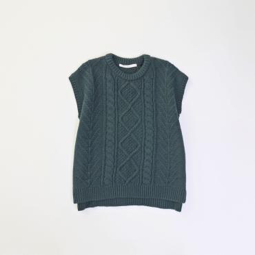 CABLE KNIT VEST *グリーン*