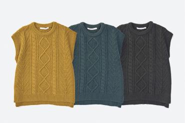 CABLE KNIT VEST *グリーン*