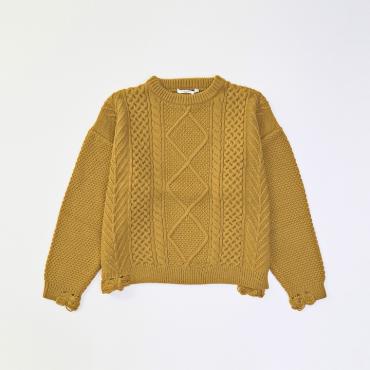 DAMEGE CABLE KNIT *マスタード*