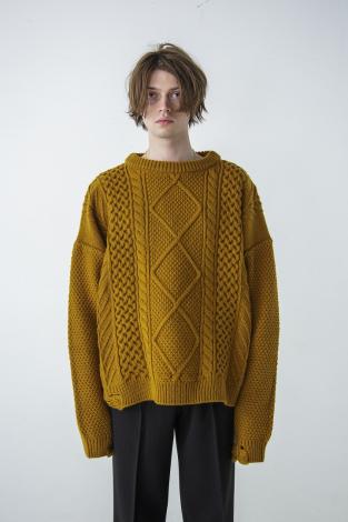 DAMEGE CABLE KNIT *マスタード*