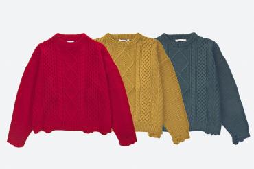 DAMEGE CABLE KNIT *グリーン*