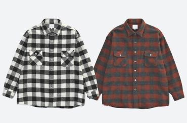 WOOL CHECK OVER SHIRTS *ブラック*