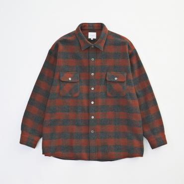 WOOL CHECK OVER SHIRTS *ブラウン*