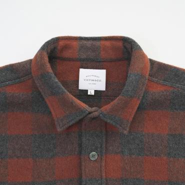 WOOL CHECK OVER SHIRTS *ブラウン*