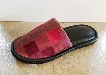 PACHWORK LEAHTER SLIPPER *ブラック×ワイン*