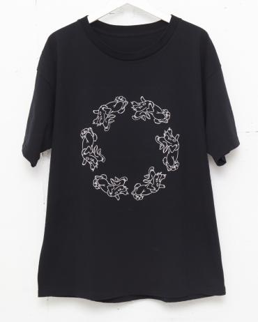 HANDS AND FEET EMBROIDERY TEE *ブラック×ホワイト刺繍*