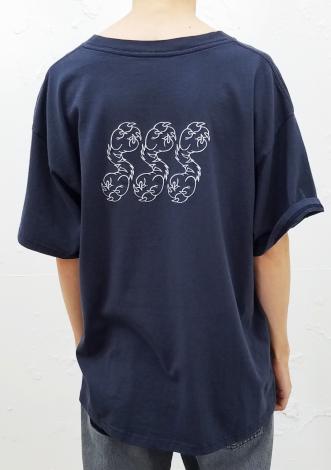 HANDS AND FEET EMBROIDERY TEE *チャコール×ホワイト刺繍*
