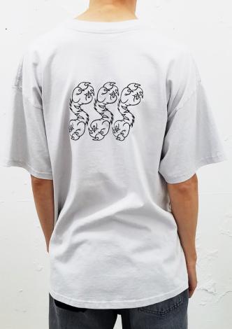 HANDS AND FEET EMBROIDERY TEE *ライトグレー×ブラック刺繍*