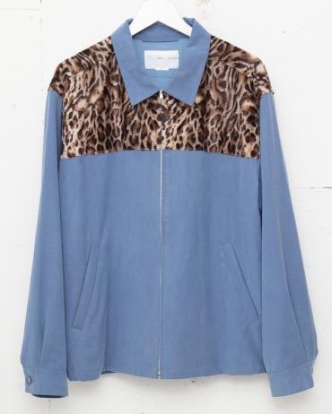 LEOPARD SHOULDER SWING TOP *サックス×ベージュ系ヒョウ柄/サックス*