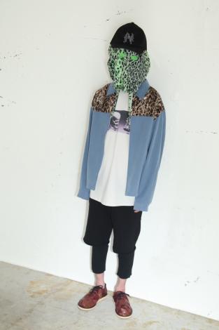 LEOPARD SHOULDER SWING TOP *サックス×ベージュ系ヒョウ柄/サックス*