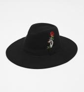 Hand Rose Embroidery ロングブリムハット [ LEA340 ] *ブラック*