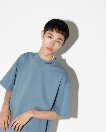 Faded Color Mock Neck T-shirt[LEC1066] *ダークブルー*