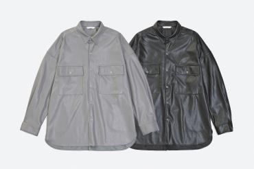 LEATHER BIG SHIRTS *ブラック*