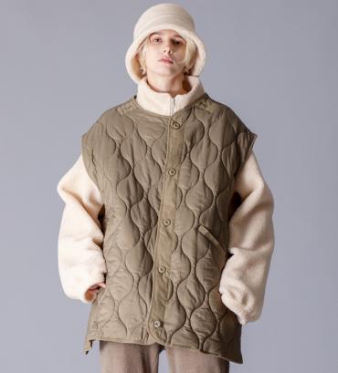 QUILTED BIG VEST *オリーブ*