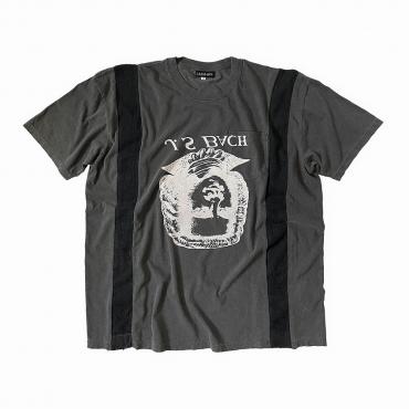 Resize pigment poke tee *チャコール×ホワイトプリント*