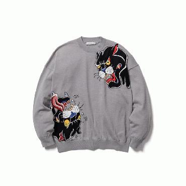 "TIGER"COTTON SWEATER *グレー*