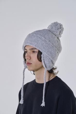 xCA4LA EAR FLAP KNIT CAP *ライトグレー*