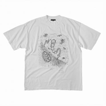 Kewpie layered print tee *Lightgray/Gray&Black*
