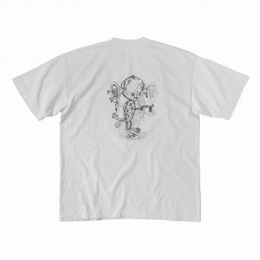Kewpie layered print tee *Lightgray/Gray&Black*