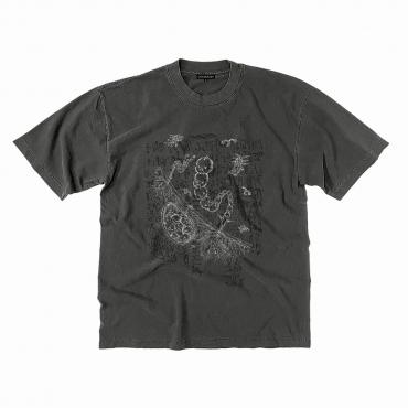 Kewpie layered print tee *Charcoal pigment dyed*