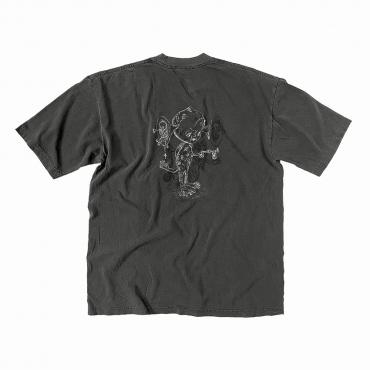 Kewpie layered print tee *Charcoal pigment dyed*