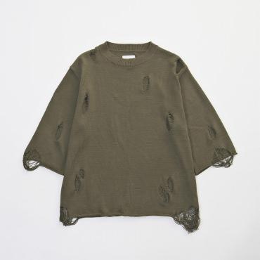 H/S DAMEGE KNIT *オリーブ*