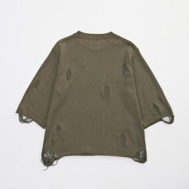 H/S DAMEGE KNIT *オリーブ*