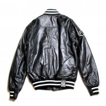 LEATHER STADIUM JACKET "ブラック×ホワイト"