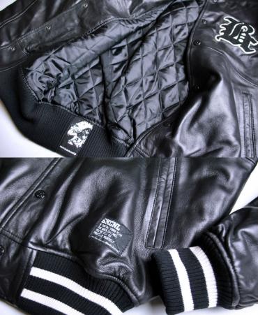 LEATHER STADIUM JACKET "ブラック×ホワイト"