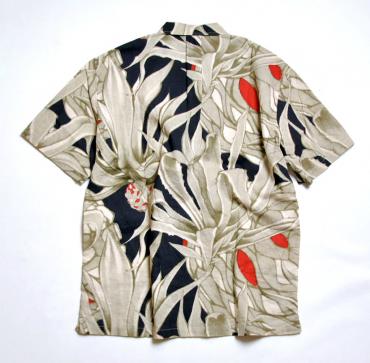 PLANTS LINEN HALF SLEEVE SHIRTS **ネイビー*