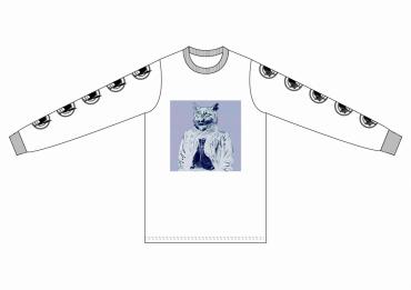 CAT LONG SLEEV TEE *ホワイト×ネガキャット*