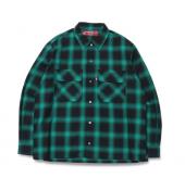 Ombre Check L/S Shirt(23aw) *グリーン*