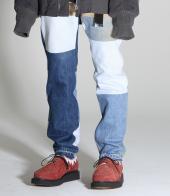 RE-MAKE DENIM PANTS *ベージュ×インディゴデニム*