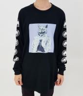 CAT LONG SLEEV TEE *ブラック×ネガキャット*