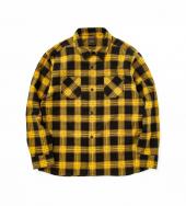 PRINT FLANNEL CHECK SHIRT *イエロー*