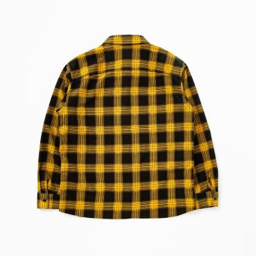 PRINT FLANNEL CHECK SHIRT *イエロー*