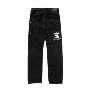 BLACK CRASH PAINT&PATCH DENIM PANTS *ブラック*