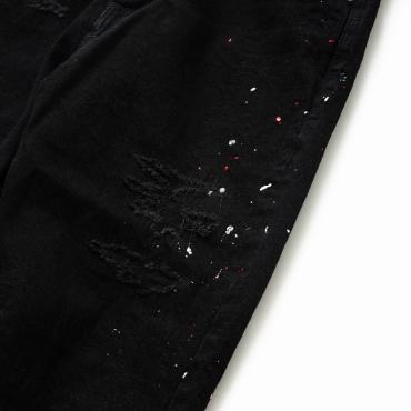 BLACK CRASH PAINT&PATCH DENIM PANTS *ブラック*