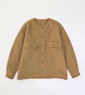 NO COLLAR CPO JACKET *ブラウン*