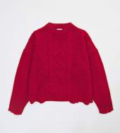 DAMEGE CABLE KNIT *レッド*