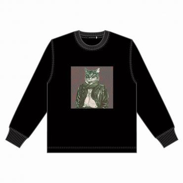 Cat print long sleeve tee   *BLACK*
