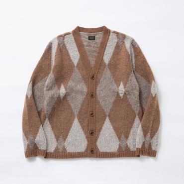 ARGYLE MOHAIR KNIT CARDIGAN *ブラウン*