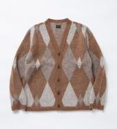 ARGYLE MOHAIR KNIT CARDIGAN *ブラウン*