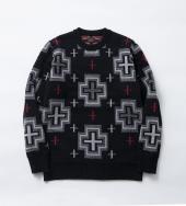 NATIVE CROSS CREW NECK KNIT *ブラック*